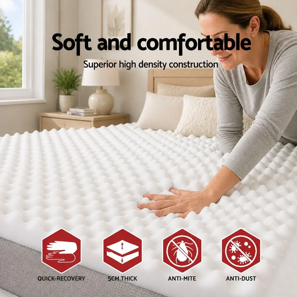 Memory Foam Mattress Topper Egg Crate 5cm Single Bed Comfort Layer