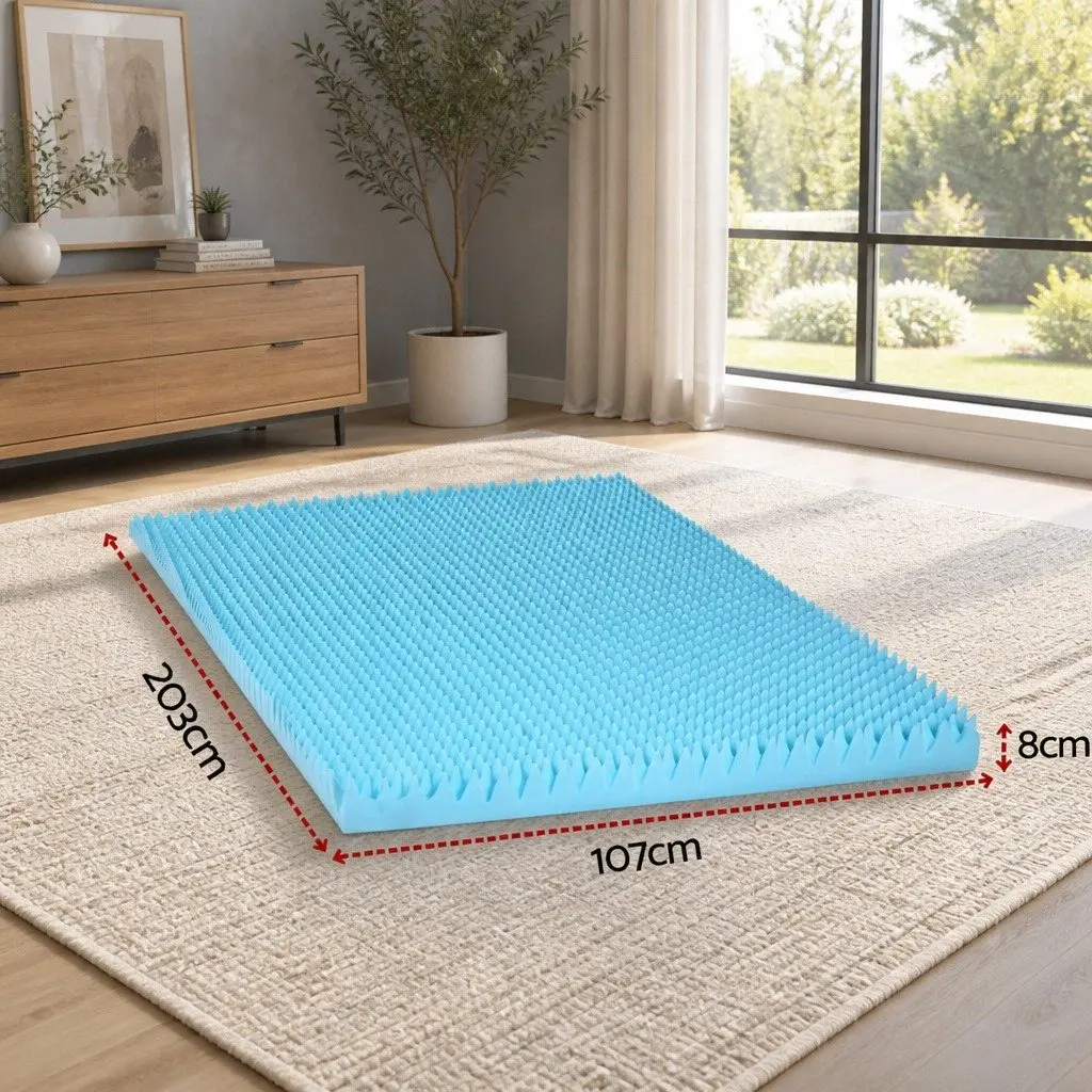 Memory Foam Mattress Topper 8cm Gel Egg Crate Bamboo King Single