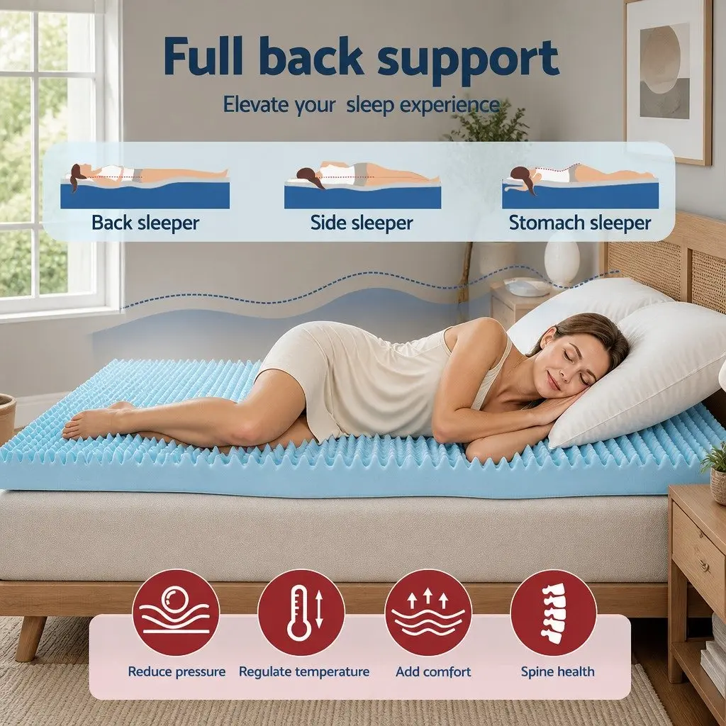 Memory Foam Mattress Topper 8cm Gel Egg Crate Bamboo King Single