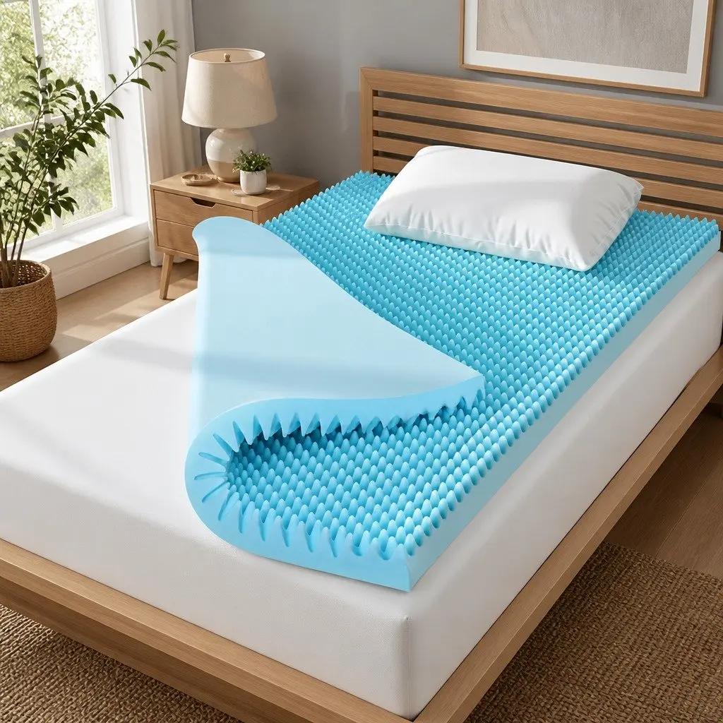Memory Foam Mattress Topper 8cm Gel Egg Crate Bamboo King Single