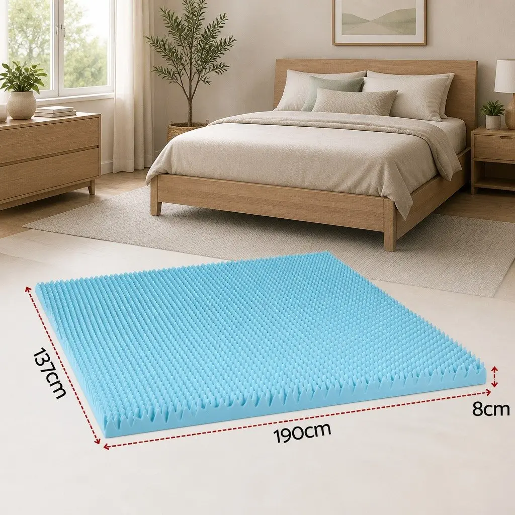 Memory Foam Mattress Topper 8cm Double Gel Infused Breathable Bamboo Cover