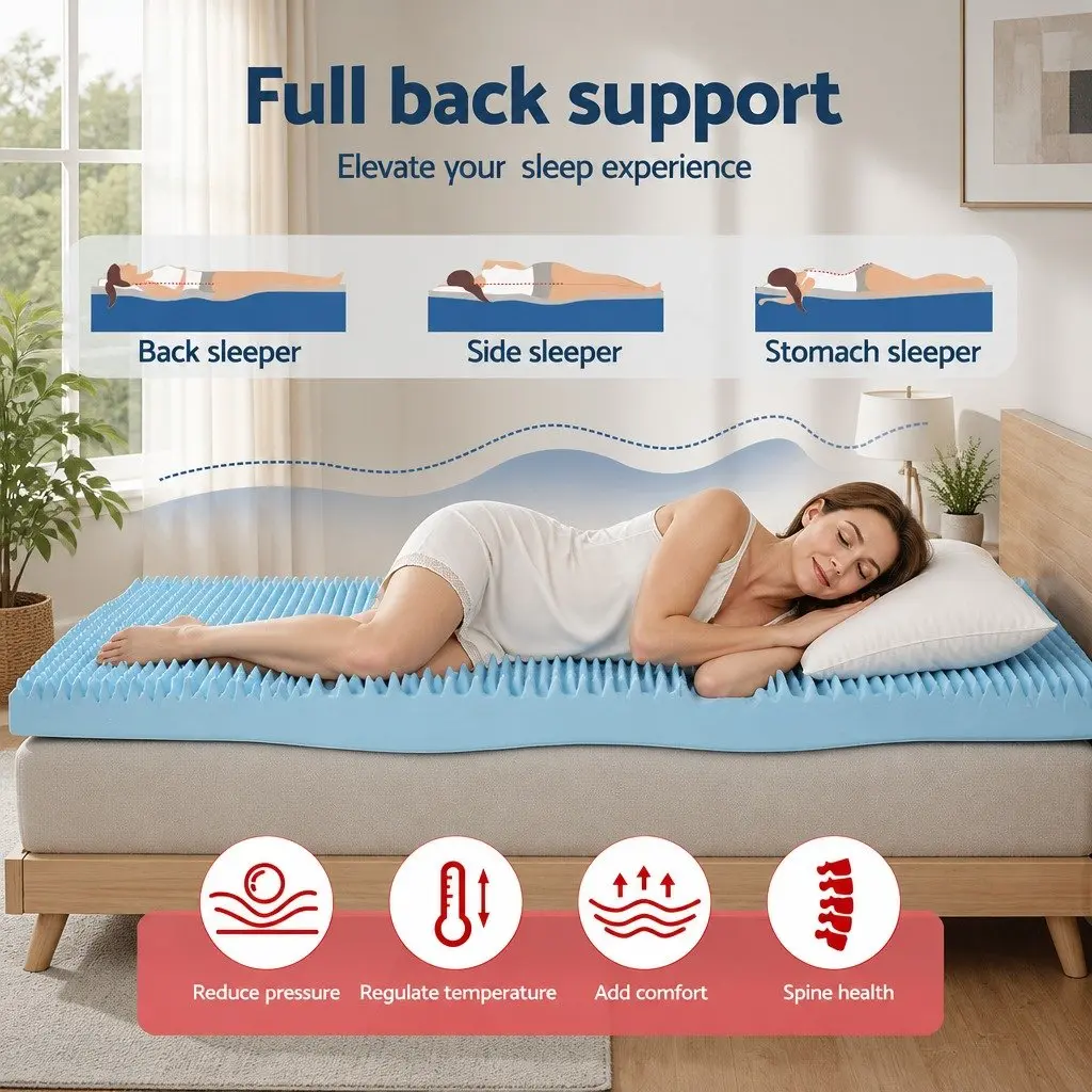 Memory Foam Mattress Topper 8cm Double Gel Infused Breathable Bamboo Cover