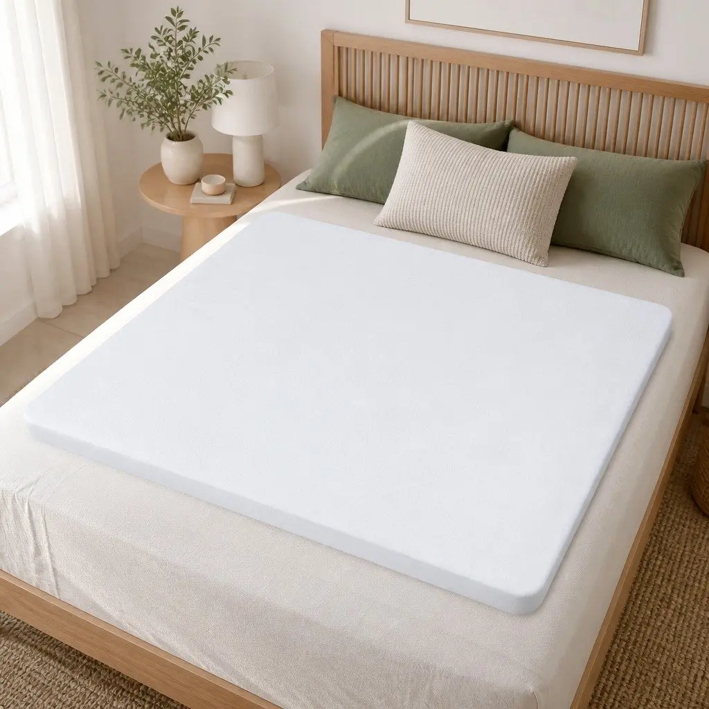 Memory Foam Mattress Topper Cool Gel Infusion 8cm Single Bamboo Cover White