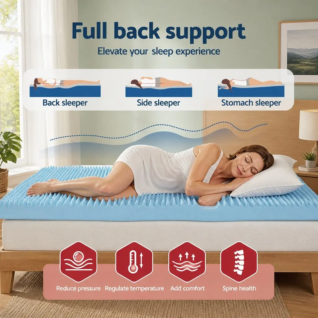 Memory Foam Mattress Topper Cool Gel Infusion 8cm Single Bamboo Cover White
