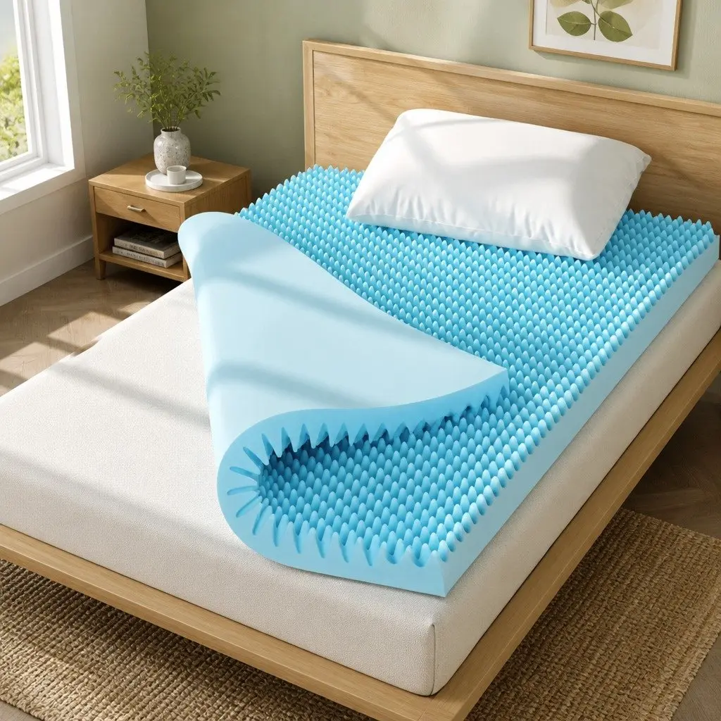 Memory Foam Mattress Topper Cool Gel Infusion 8cm Single Bamboo Cover White