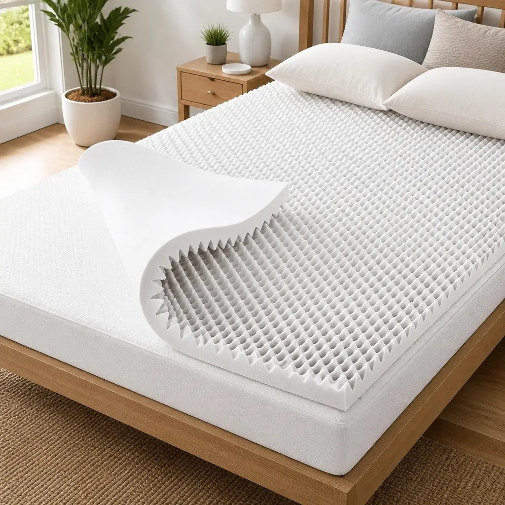 King Single 5cm Egg Crate Memory Foam Mattress Topper White Comfort Layer