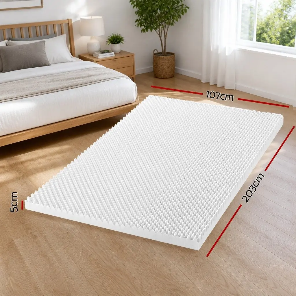 King Single 5cm Egg Crate Memory Foam Mattress Topper White Comfort Layer