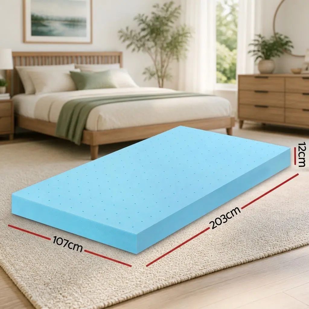 Memory Foam Mattress Topper 12cm Ventilated Gel Bamboo Cover King Single