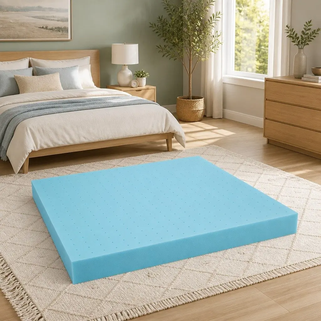 King Size Mattress Topper 12cm Ventilated Memory Foam with Cool Gel and Bamboo Cover