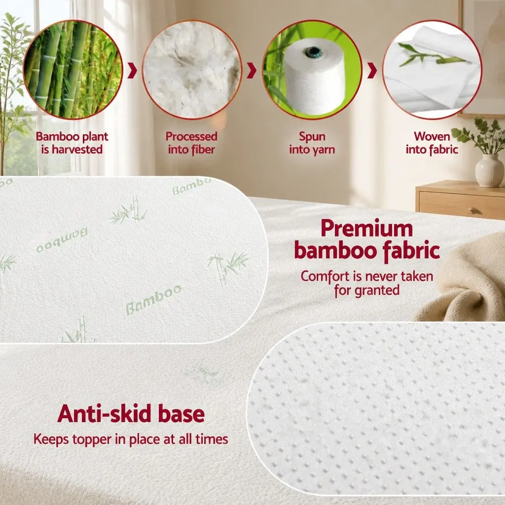 King Size Mattress Topper 12cm Ventilated Memory Foam with Cool Gel and Bamboo Cover