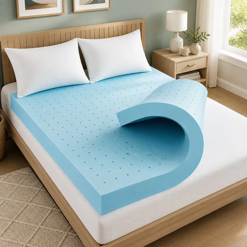 King Size Mattress Topper 12cm Ventilated Memory Foam with Cool Gel and Bamboo Cover
