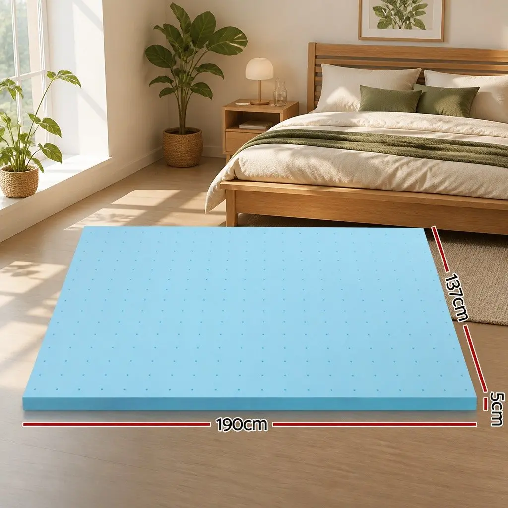 Memory Foam Mattress Topper 5cm Ventilated Gel Bamboo Cover Double Bed