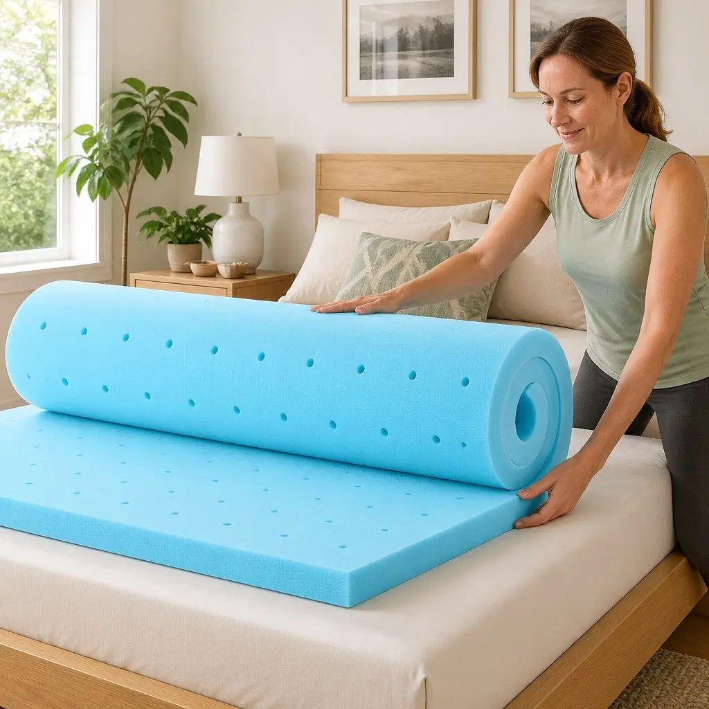 Memory Foam Mattress Topper Ventilated King Size 5cm Removable Cover