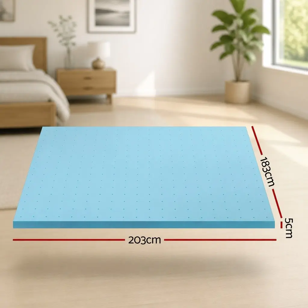 Memory Foam Mattress Topper Ventilated King Size 5cm Removable Cover