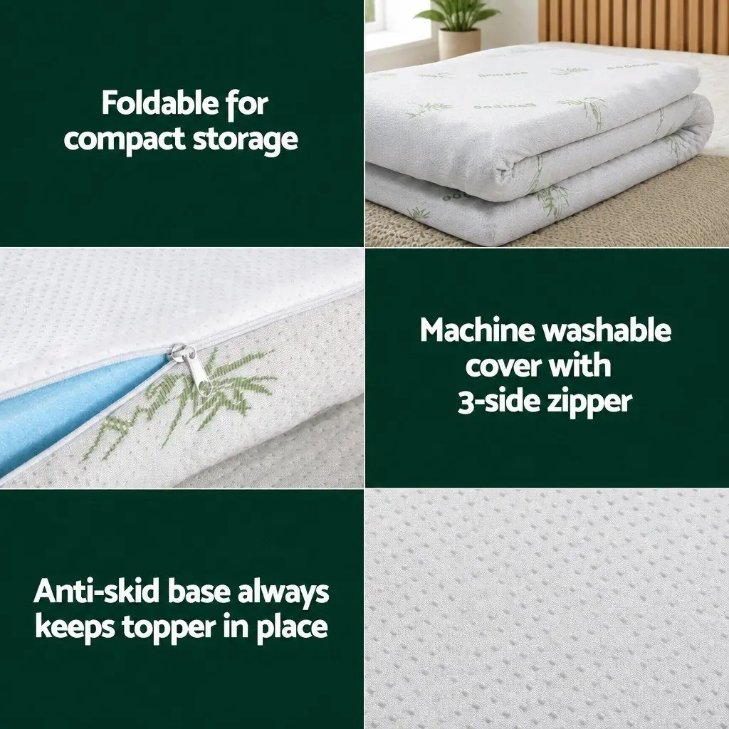 Memory Foam Mattress Topper Ventilated King Size 5cm Removable Cover