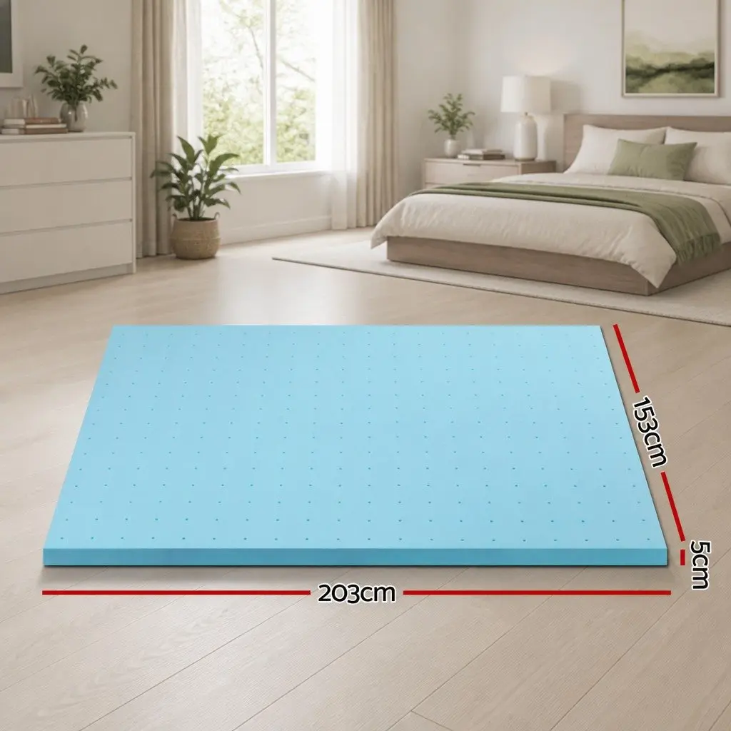 Memory Foam Mattress Topper Ventilated Gel Queen Size 5cm