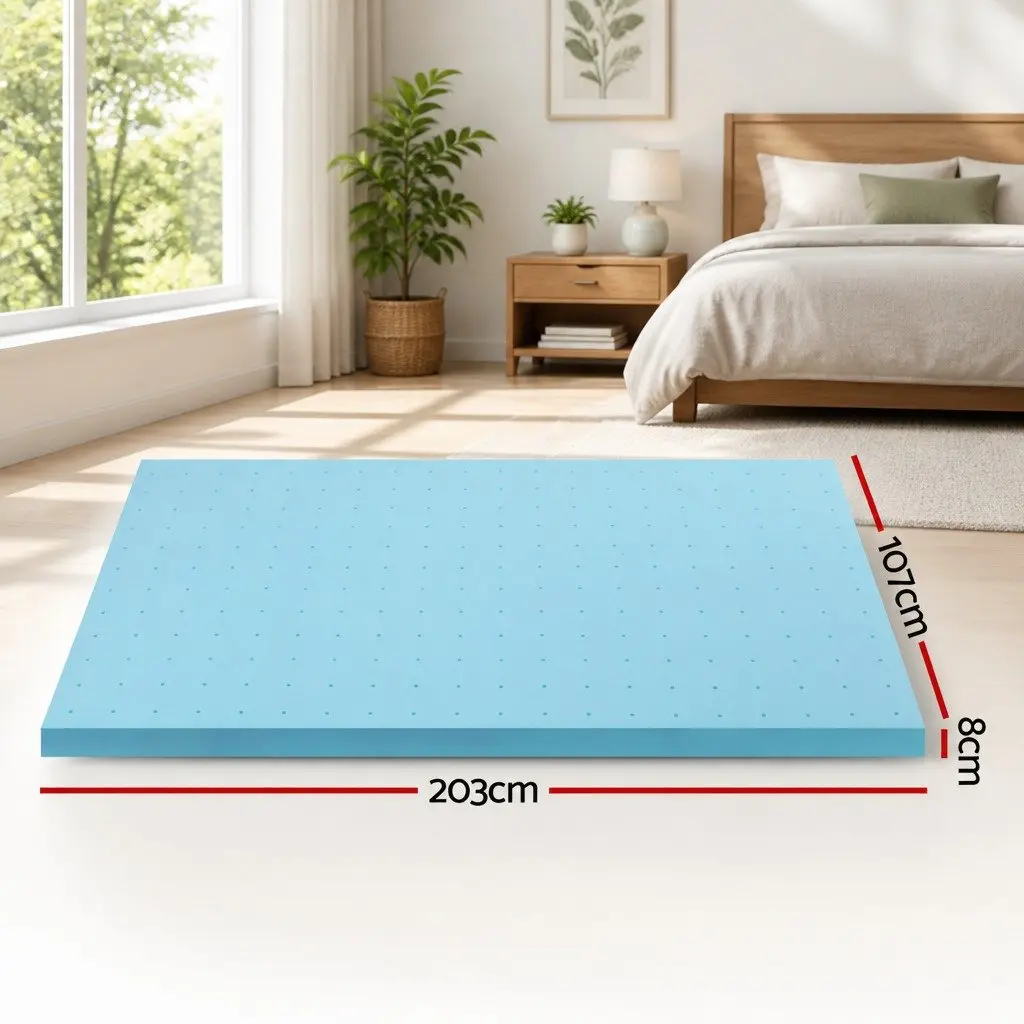 Memory Foam Mattress Topper 8cm King Single Ventilated Cool Gel Breathable