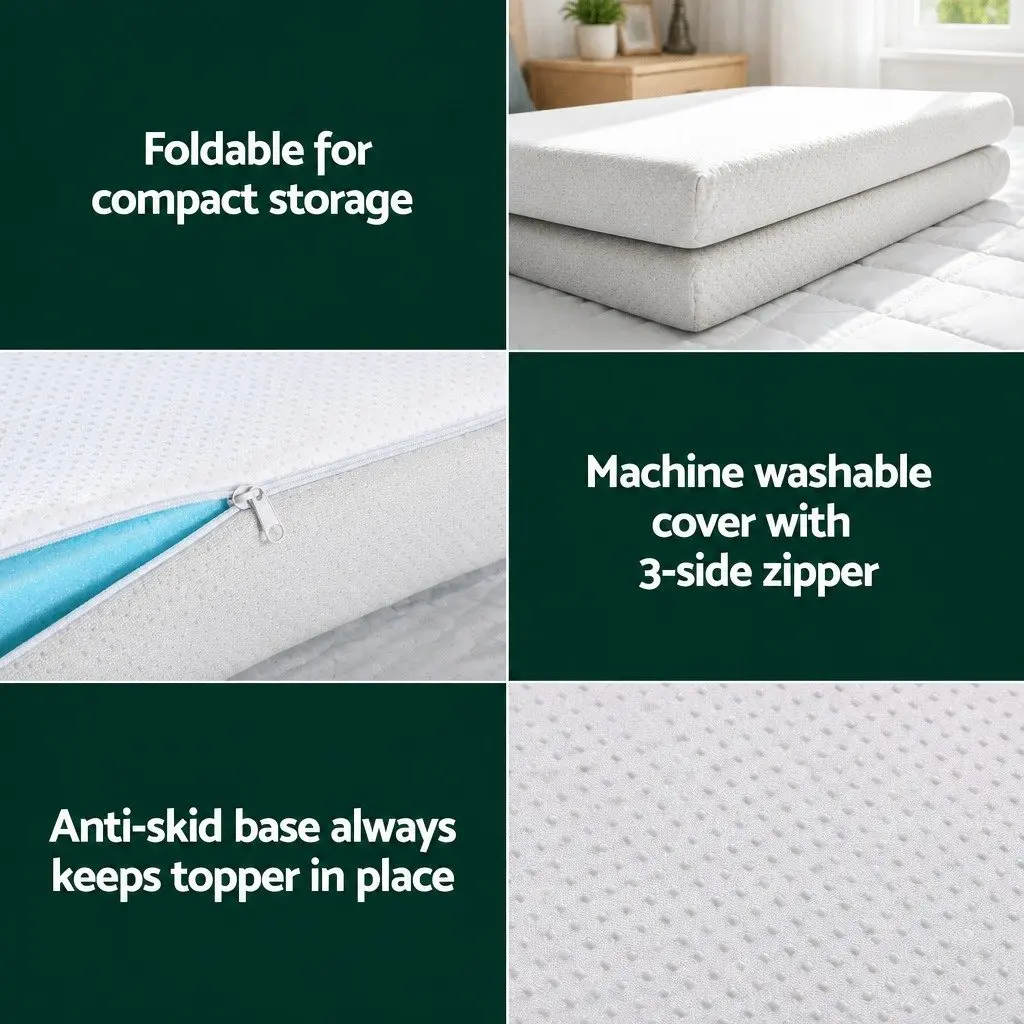 Memory Foam Mattress Topper 8cm King Single Ventilated Cool Gel Breathable