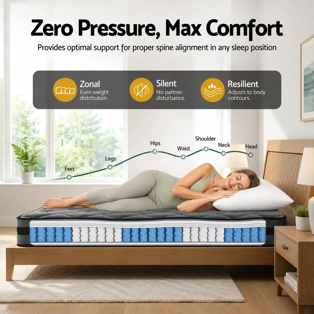 Double Mattress 22cm Pocket Spring Medium Firm Sleep Support