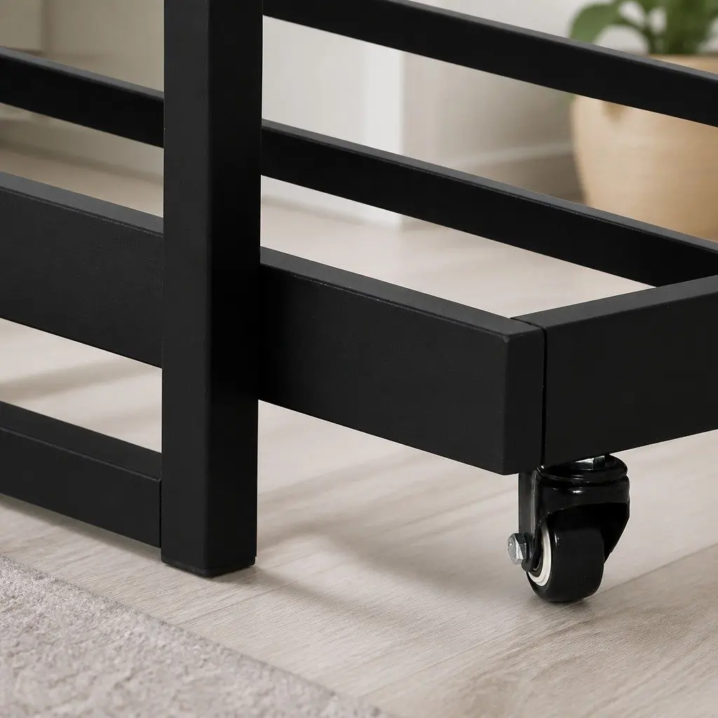 Metal Trundle Daybed Frame Single Size Industrial Style Bedroom Furniture Black