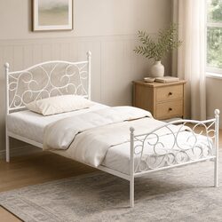 Charming White Metal Bed Frame for Your Bedroom