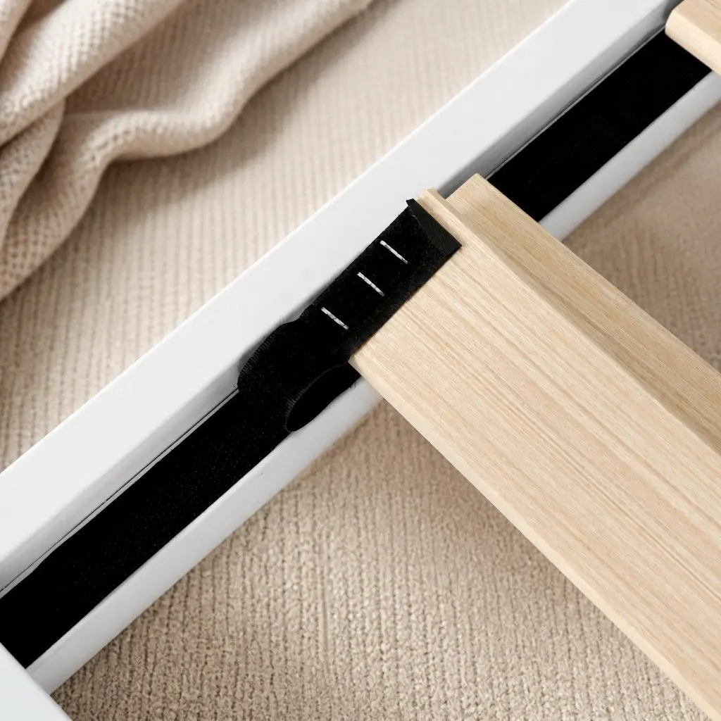 Single Bed Frame White Metal Platform with Storage Space 192 x 94 x 93cm