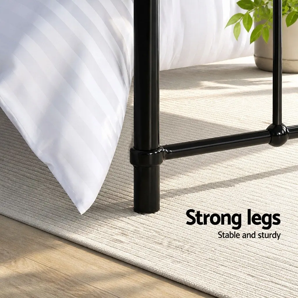 Single Metal Bed Frame Black Country Style Steel 190cm x 90cm
