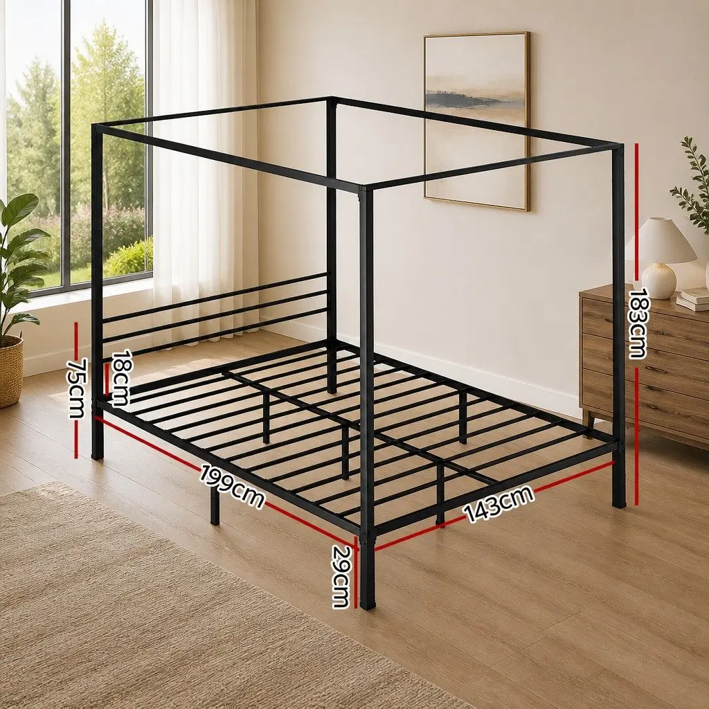 Black Steel Canopy Bed Frame