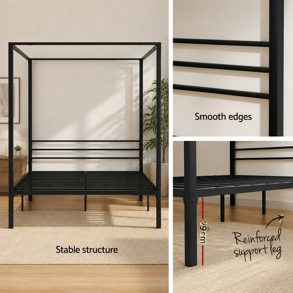 Black Steel Canopy Bed Frame