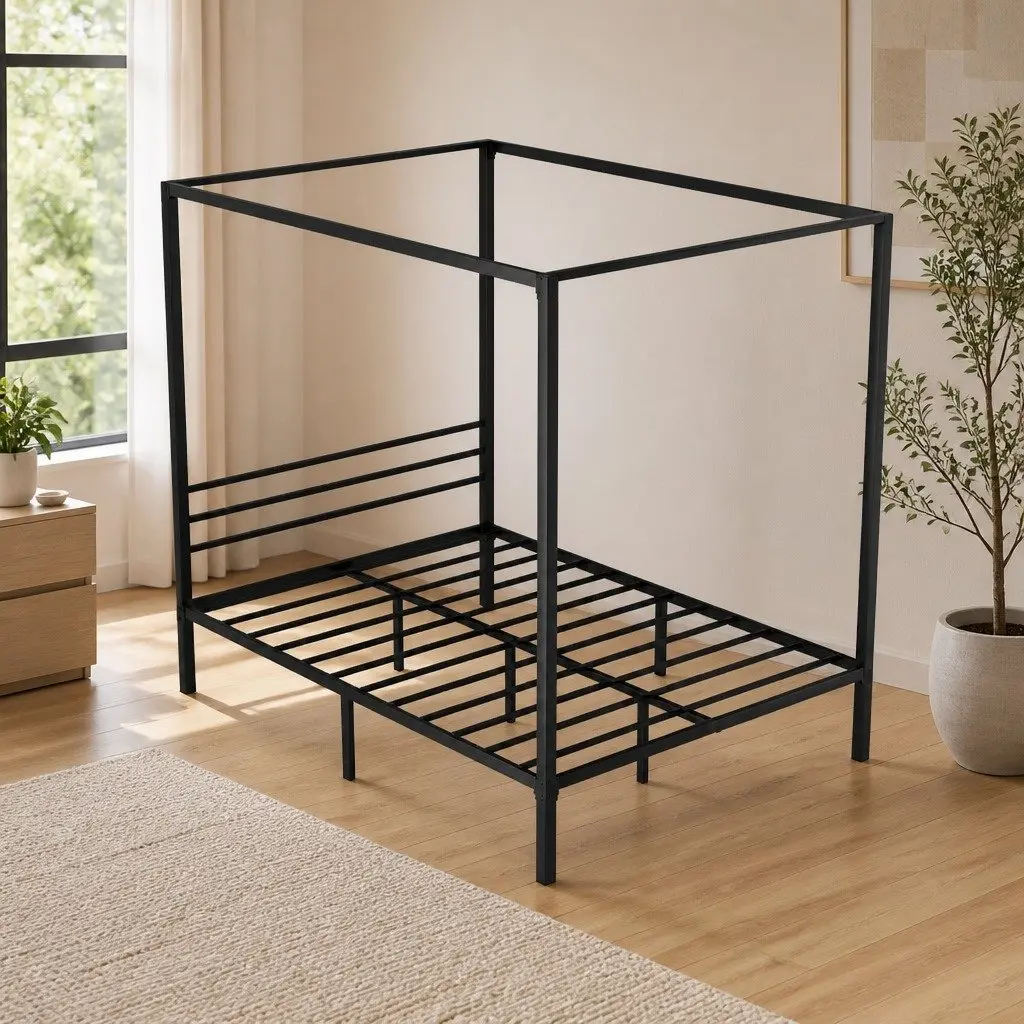 Black Steel Canopy Bed Frame