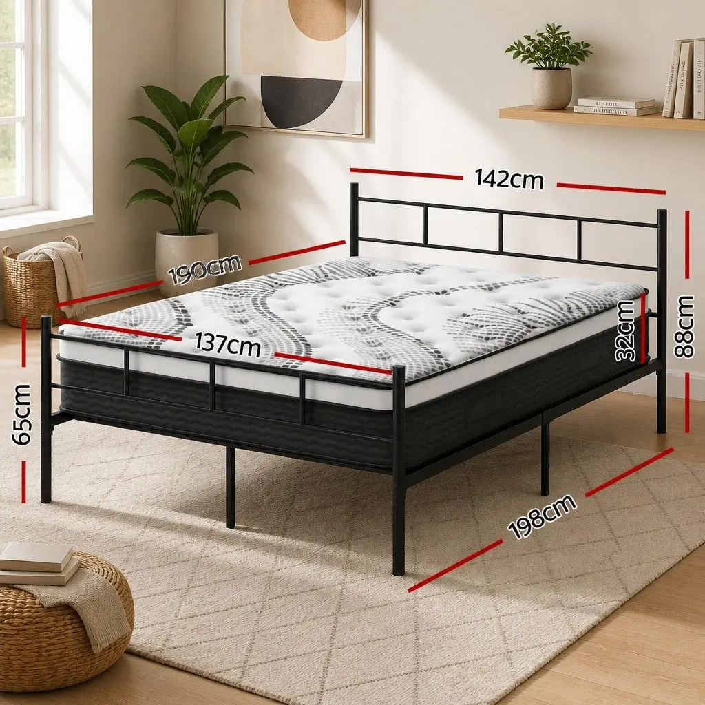 Double Bed Frame with Euro Top Mattress