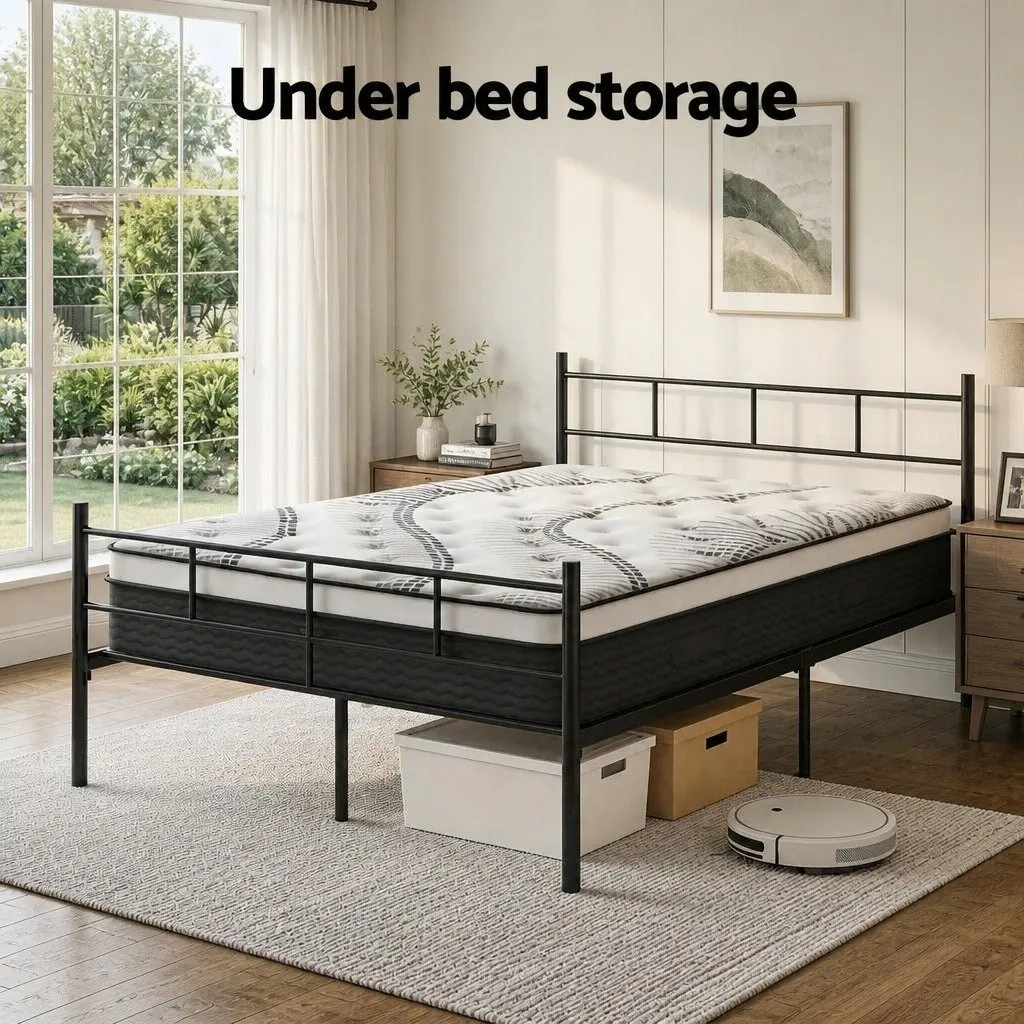 Double Bed Frame with Euro Top Mattress