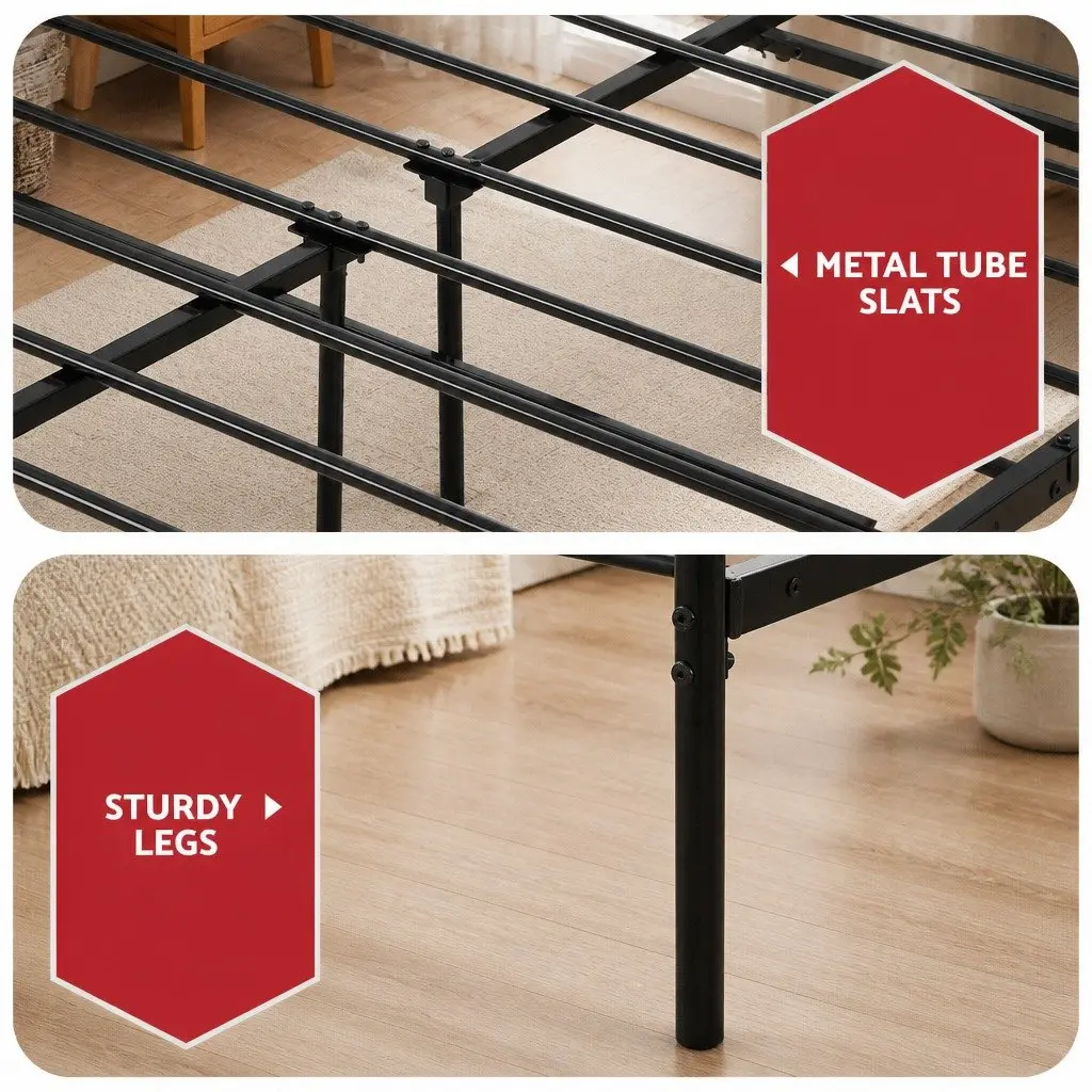 Double Bed Frame with Euro Top Mattress