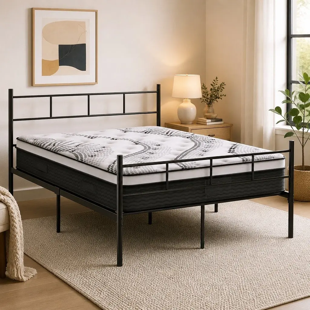 Double Bed Frame with Euro Top Mattress