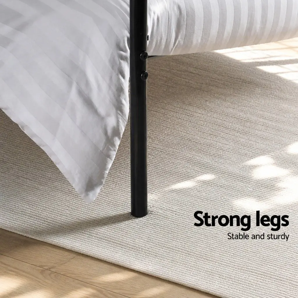 Single Metal Bed Frame Black Steel Construction with Underbed Storage Space