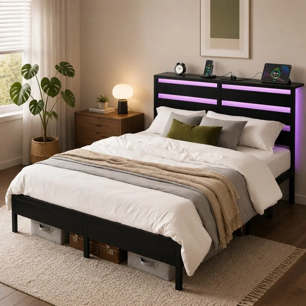 Black Metal Double Bed Frame