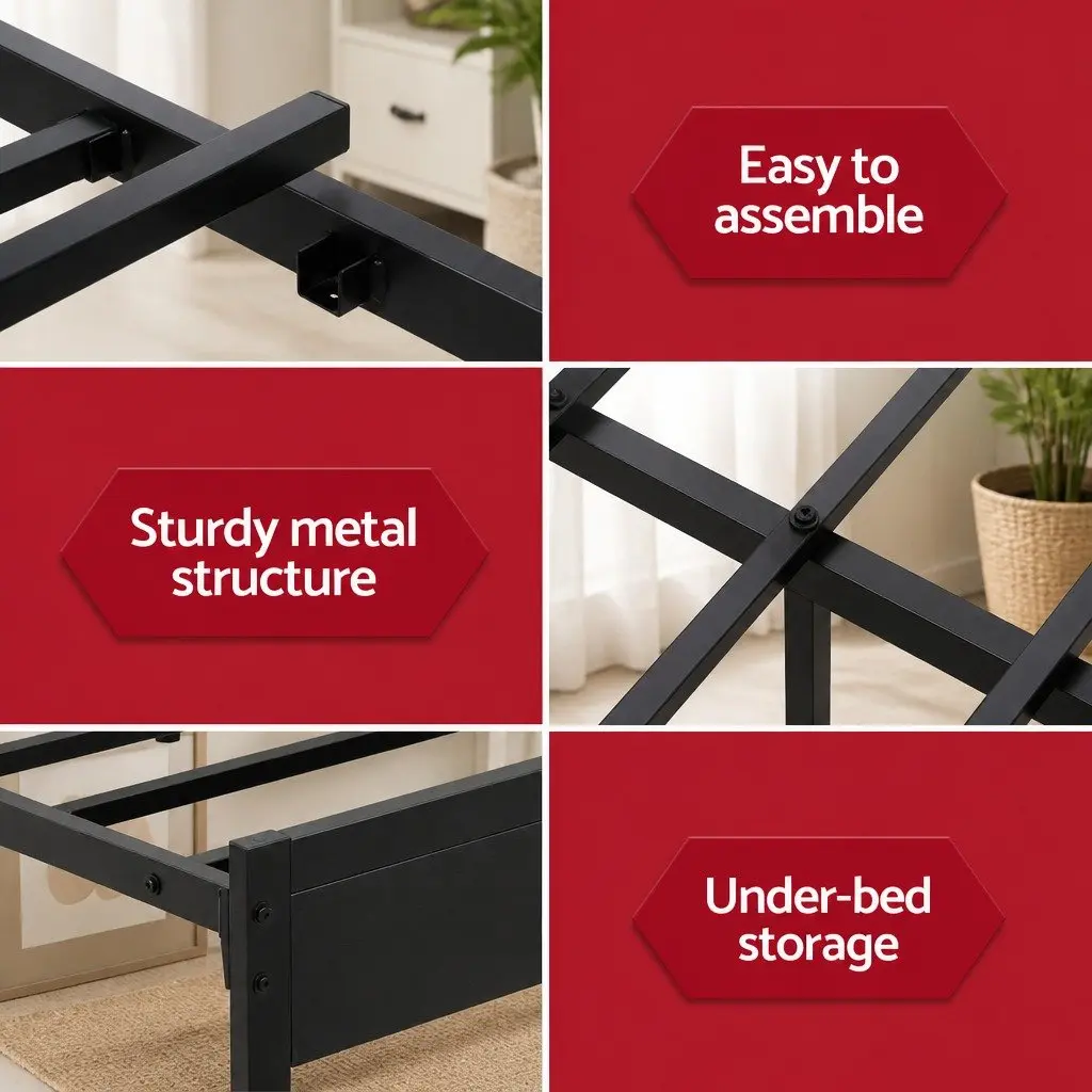 Black Metal Double Bed Frame