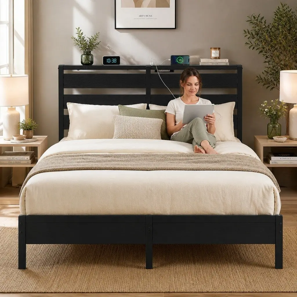Black Metal Double Bed Frame