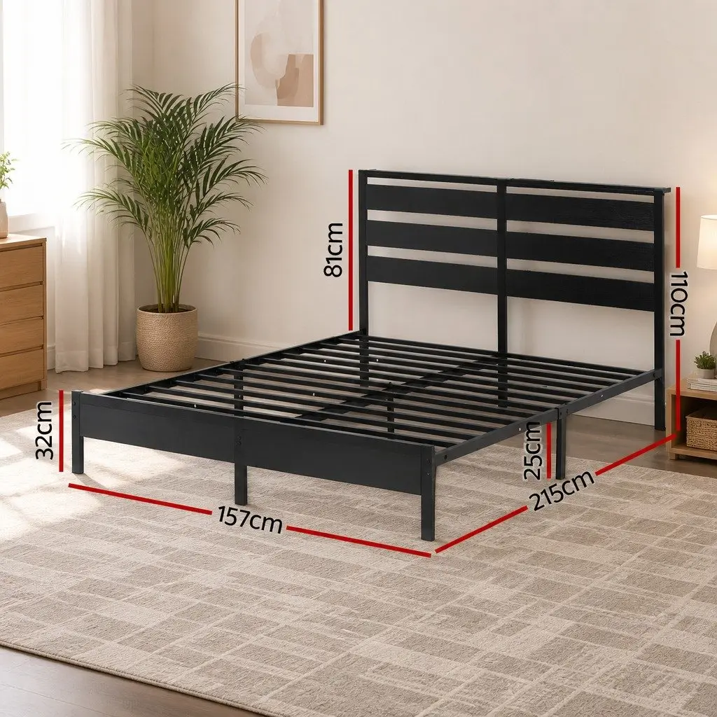 Queen Bed Frame with LED and Storage Solutions