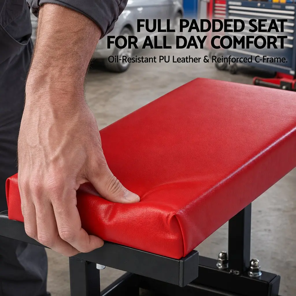 Rolling Mechanic Creeper Seat Heavy Duty with Tool Tray 36x36cm