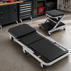 Garage Creeper 2-in-1 Mechanic Stool Rolling Automotive Repair Workshop