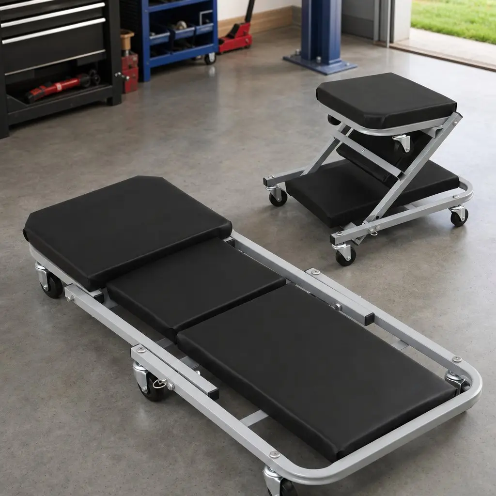 Garage Creeper 2-in-1 Mechanic Stool Rolling Automotive Repair Workshop