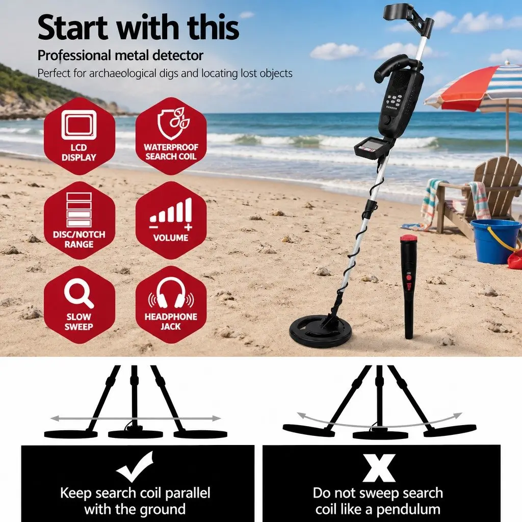 Metal Detector LCD Pinpointer Waterproof 180mm Treasure Hunter Search Coil