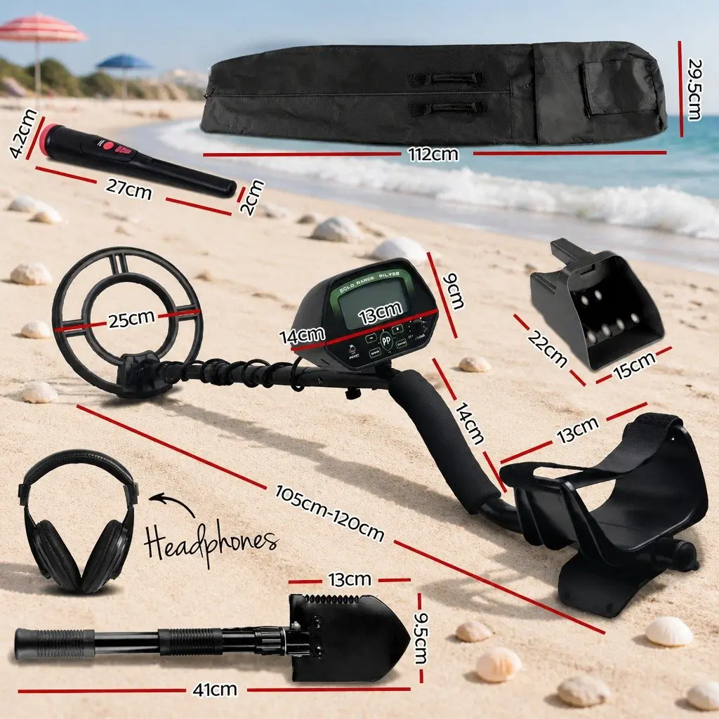 Metal Detector Pinpointer Kit Waterproof LCD Adjustable Shaft 9 Piece