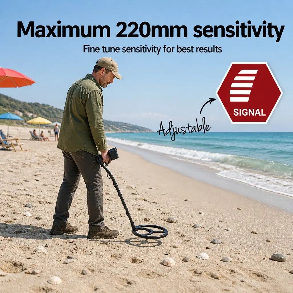 Metal Detector Pinpointer Kit Waterproof LCD Adjustable Shaft 9 Piece
