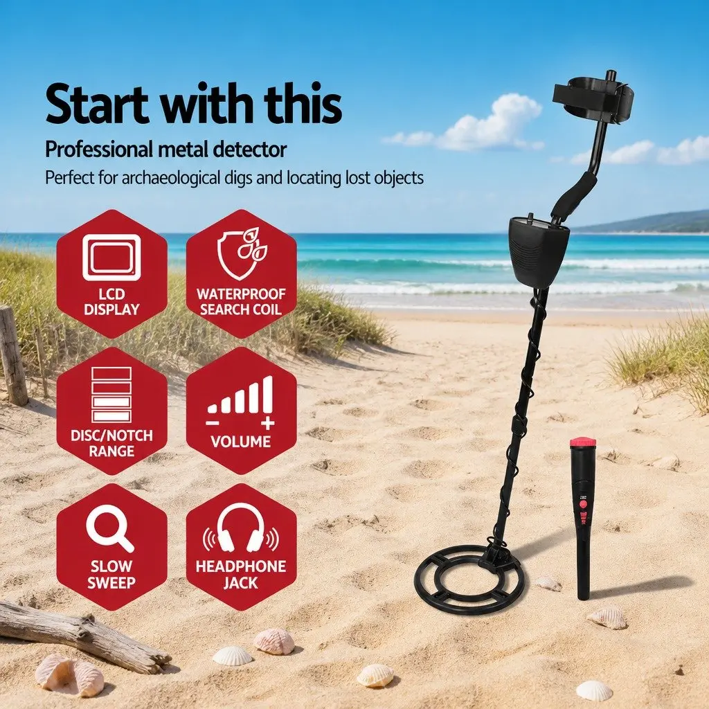 Metal Detector Waterproof LCD Pinpointer 220MM for Treasure Hunt Beach Garden Search