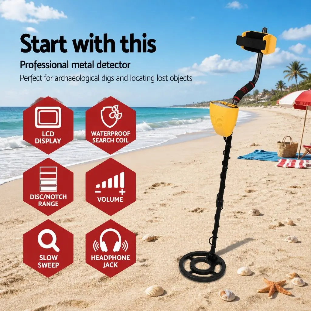 Metal Detector 180MM Waterproof Yellow LCD Screen Treasure Hunter Pinpoint