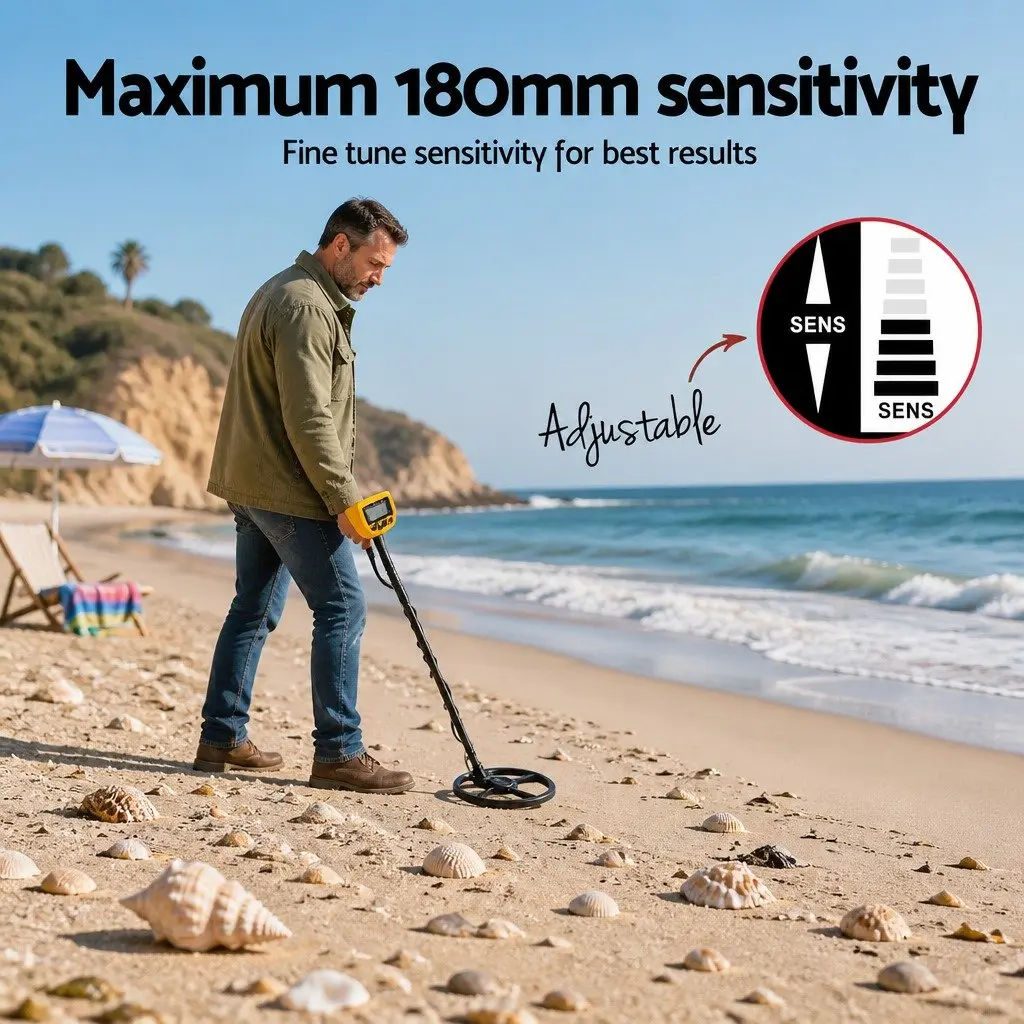 Metal Detector 180MM Waterproof Yellow LCD Screen Treasure Hunter Pinpoint