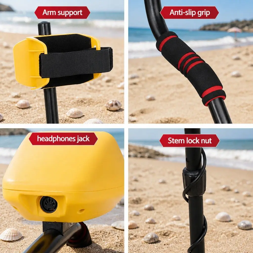 Metal Detector 180MM Waterproof Yellow LCD Screen Treasure Hunter Pinpoint