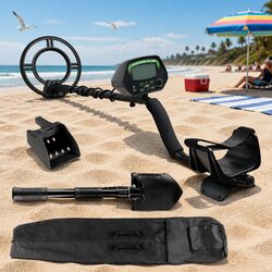 Metal Detector LCD Screen Waterproof Treasure Hunter Beach Search Coil Pinpoint